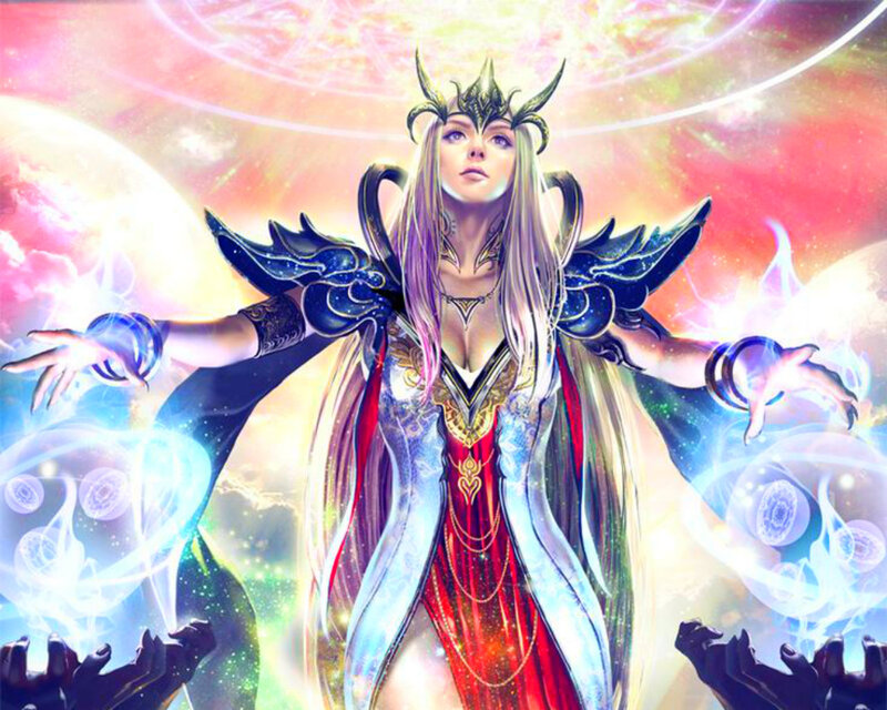 Female Fantasy Character — Red, Dramatic, Digital Art, Wings