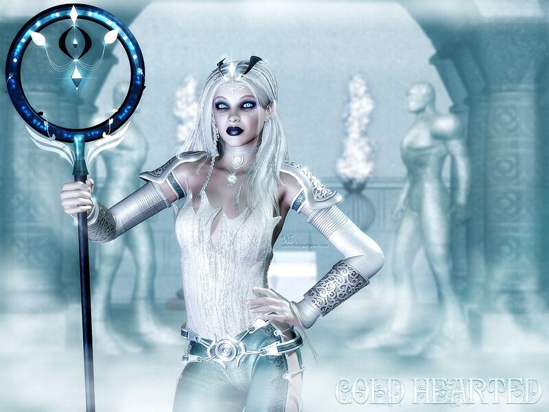 Female Fantasy Character — White, Cold, Digital Art