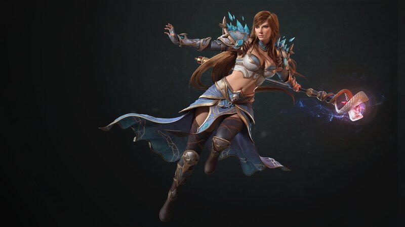 Female Fantasy Mage — Blue, Dramatic, 3d Render