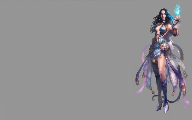 Female Fantasy Mage — Blue, Dramatic, Digital Art, Magic, Swords