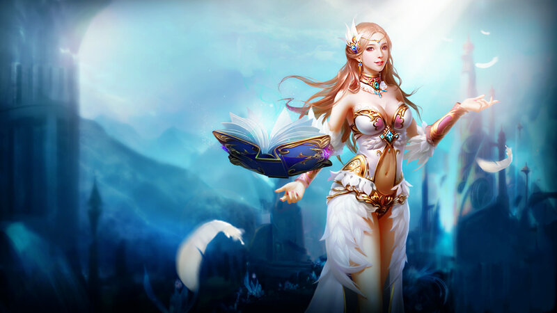 Female Fantasy Mage — Blue, Serene