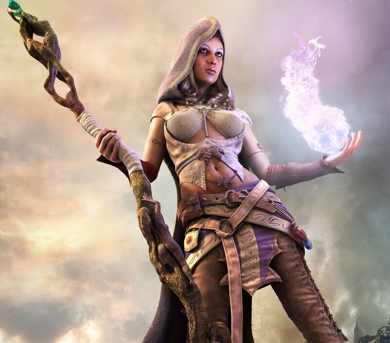 Female Fantasy Mage — Brown