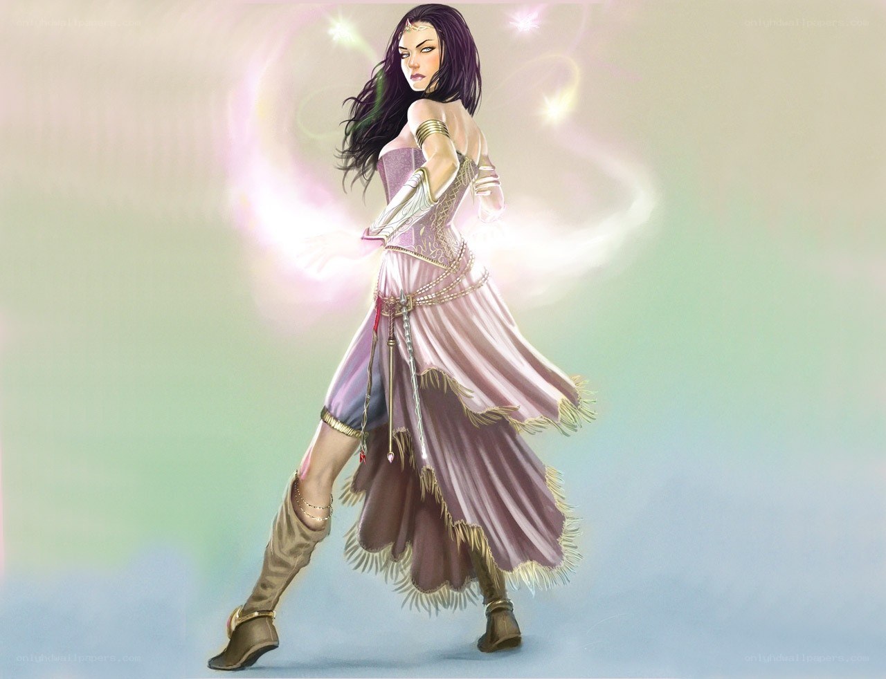 female fantasy mage casting spell