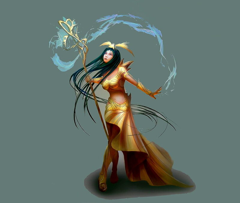 Female Fantasy Mage — Gold