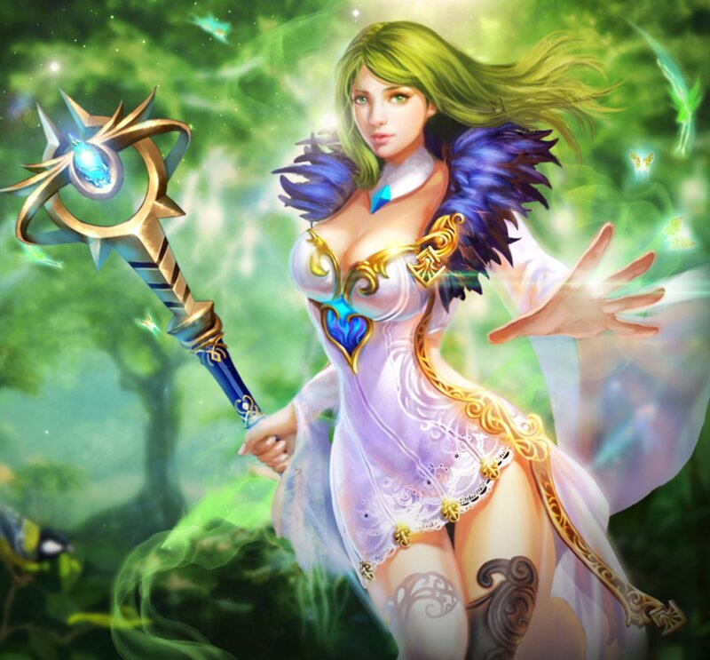 Female Fantasy Mage — Green