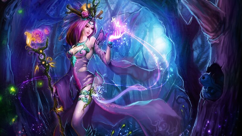 Female Fantasy Mage — Purple, Mystical, Night