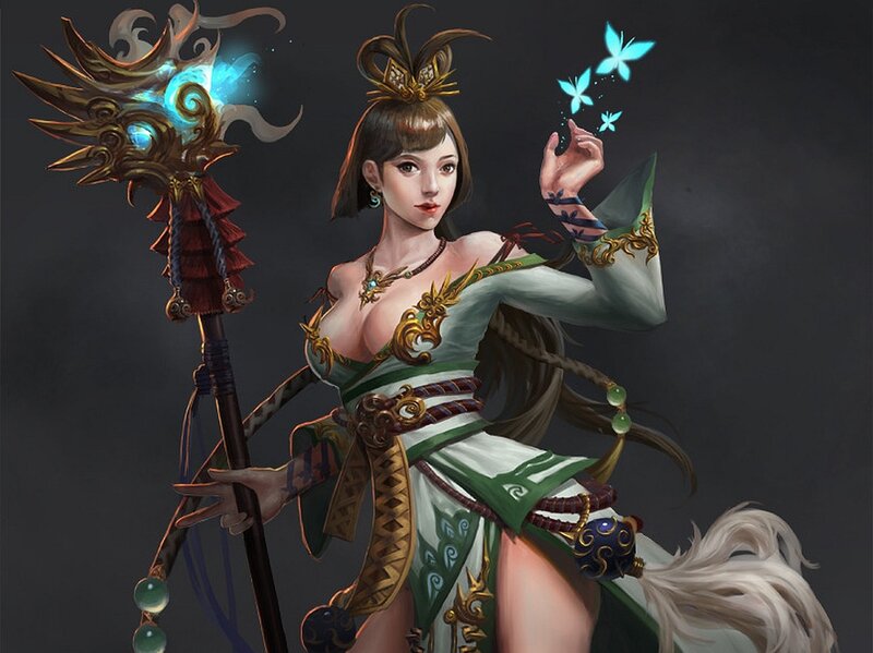 female fantasy mage with staff