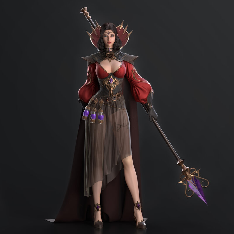 Female Fantasy Warrior — Black, Dramatic, 3d Render