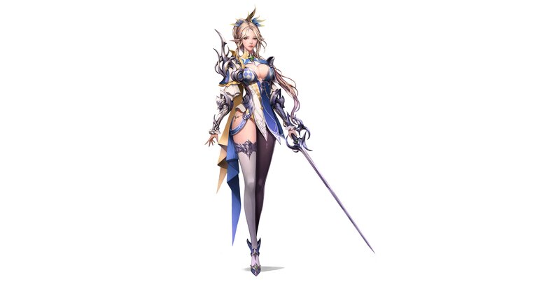Female Fantasy Warrior — Blue, Confident
