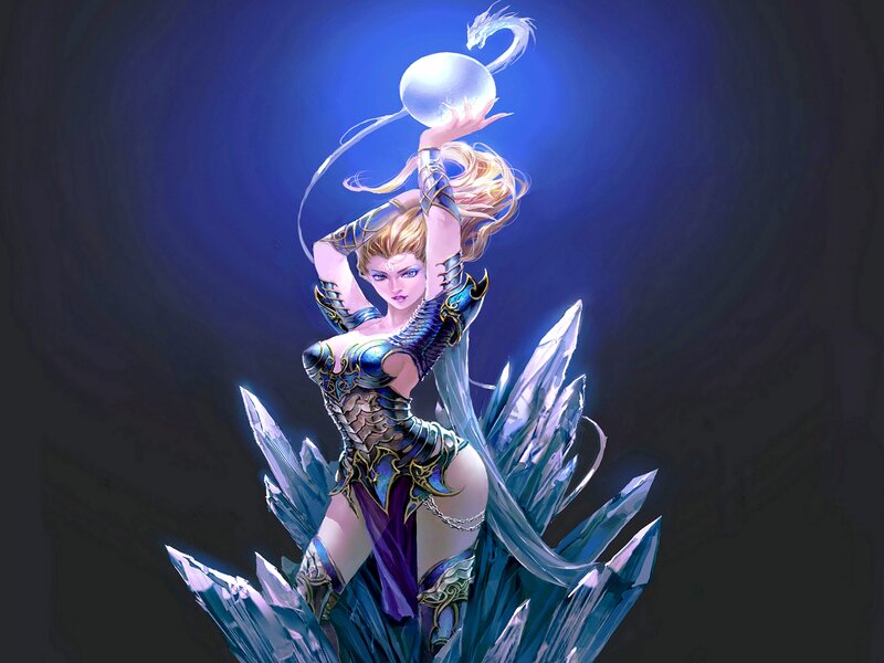 Female Fantasy Warrior — Blue, Dramatic