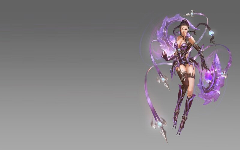 Female Fantasy Warrior — Purple, Dramatic, Digital Art, Weapon