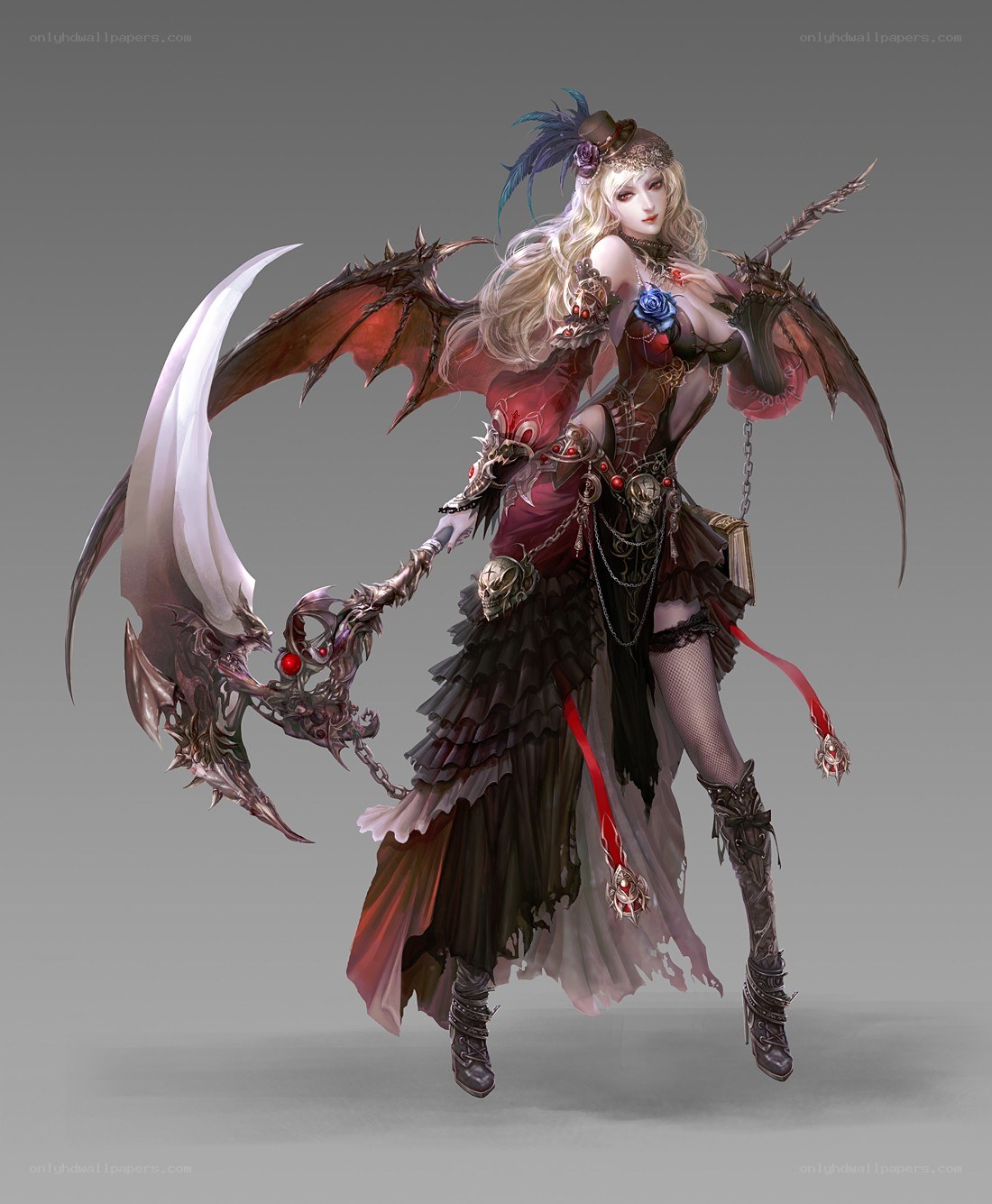 female fantasy warrior with scythe