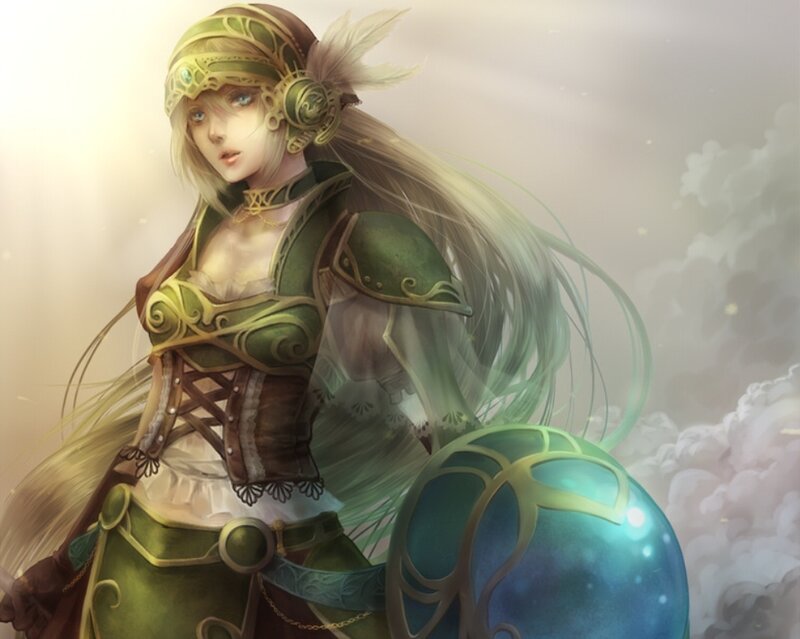 female fantasy warrior with staff