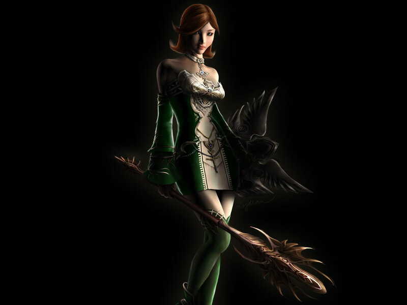 female fantasy warrior with staff