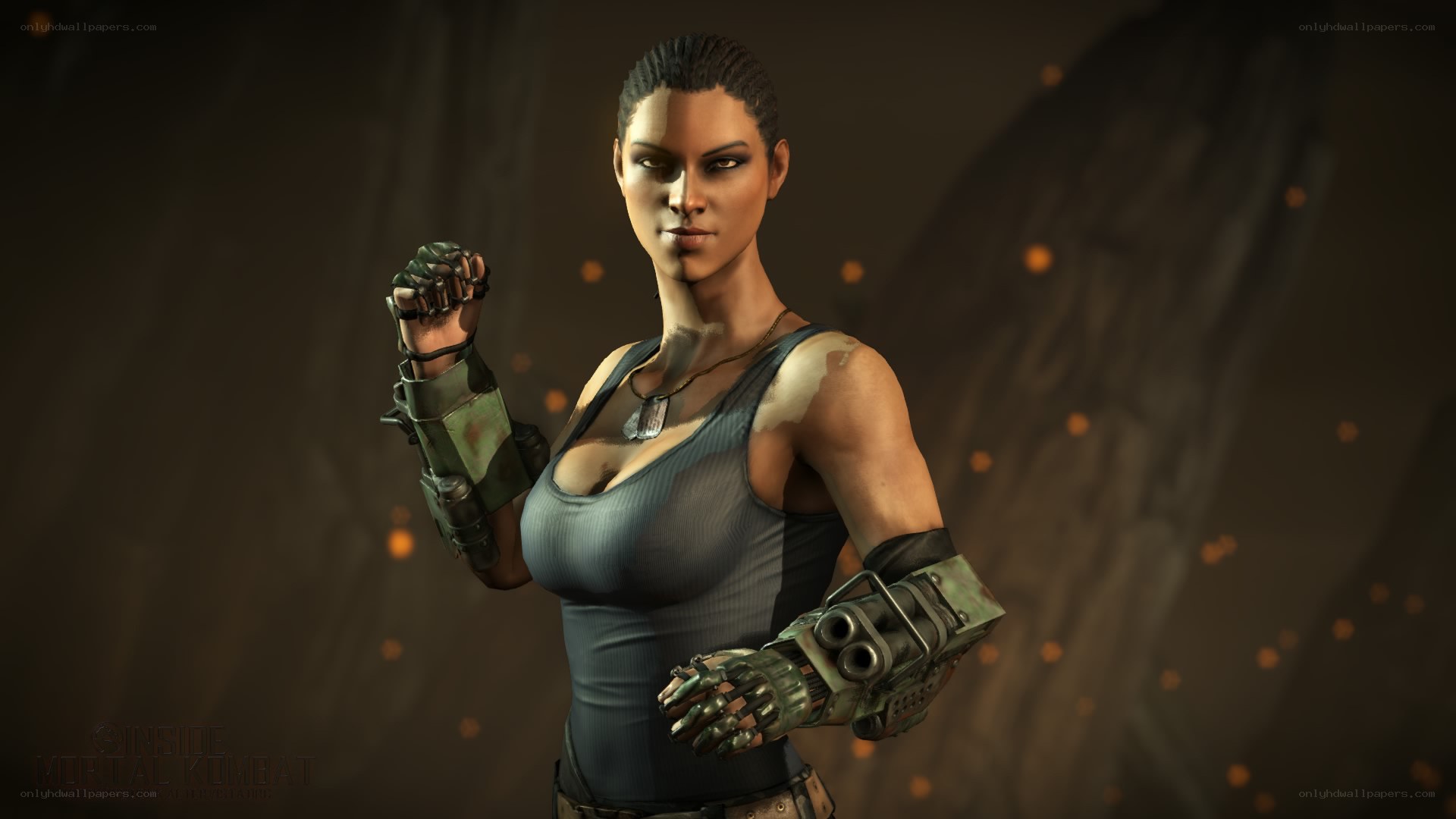 female fighter in combat gear