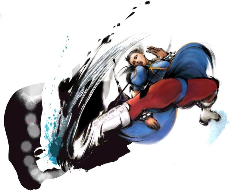Female Fighter in Motion — Blue