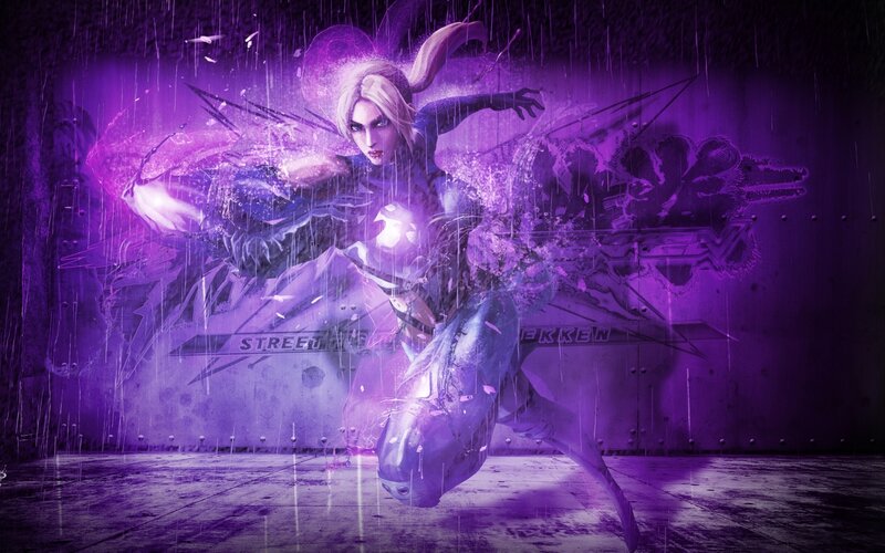 Female Fighter in Purple Light