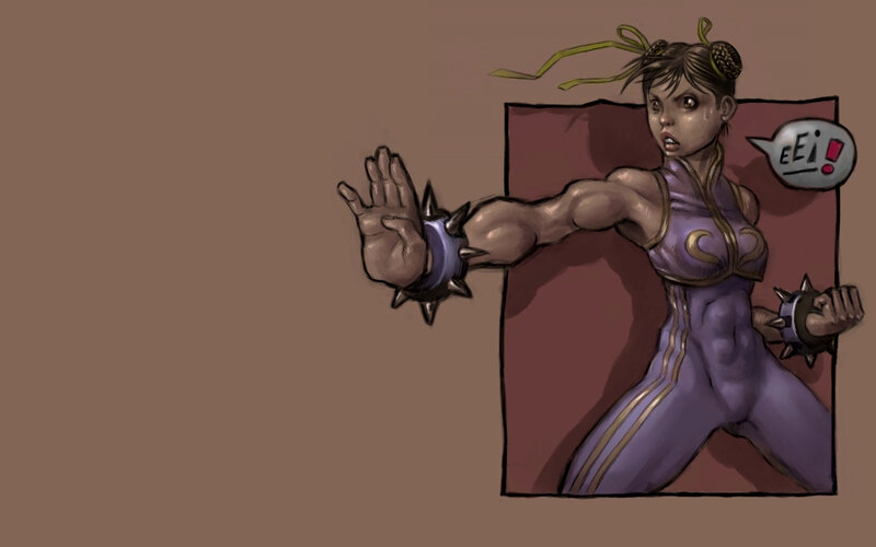 female fighter in purple outfit
