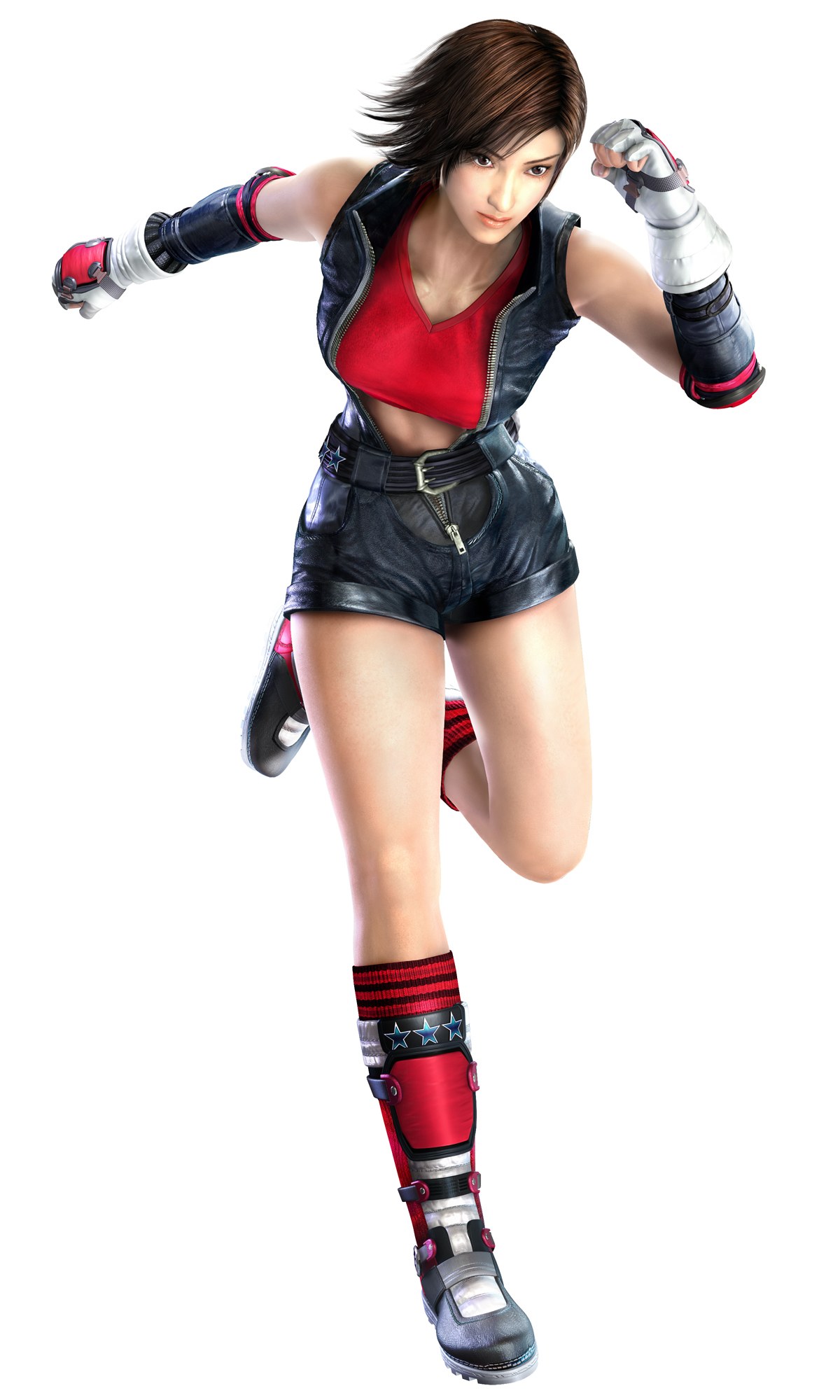 female fighter in red and black