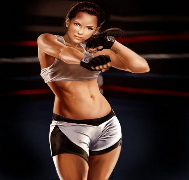 Female Fighter in Ring — Black