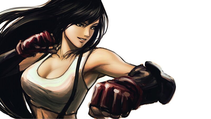Female Fighter in White Top — Black