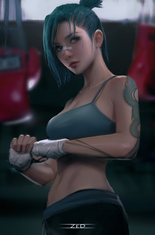 Female Fighter with Bandaged Hands
