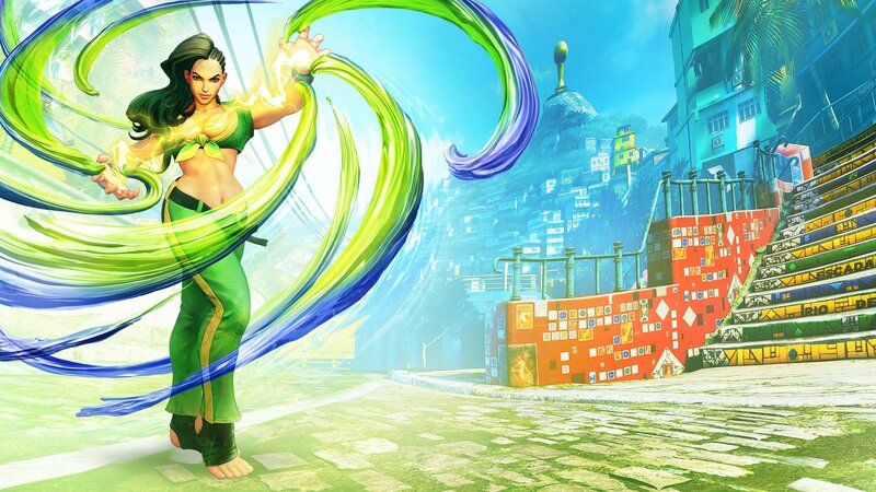 Female Fighter with Energy Swirls