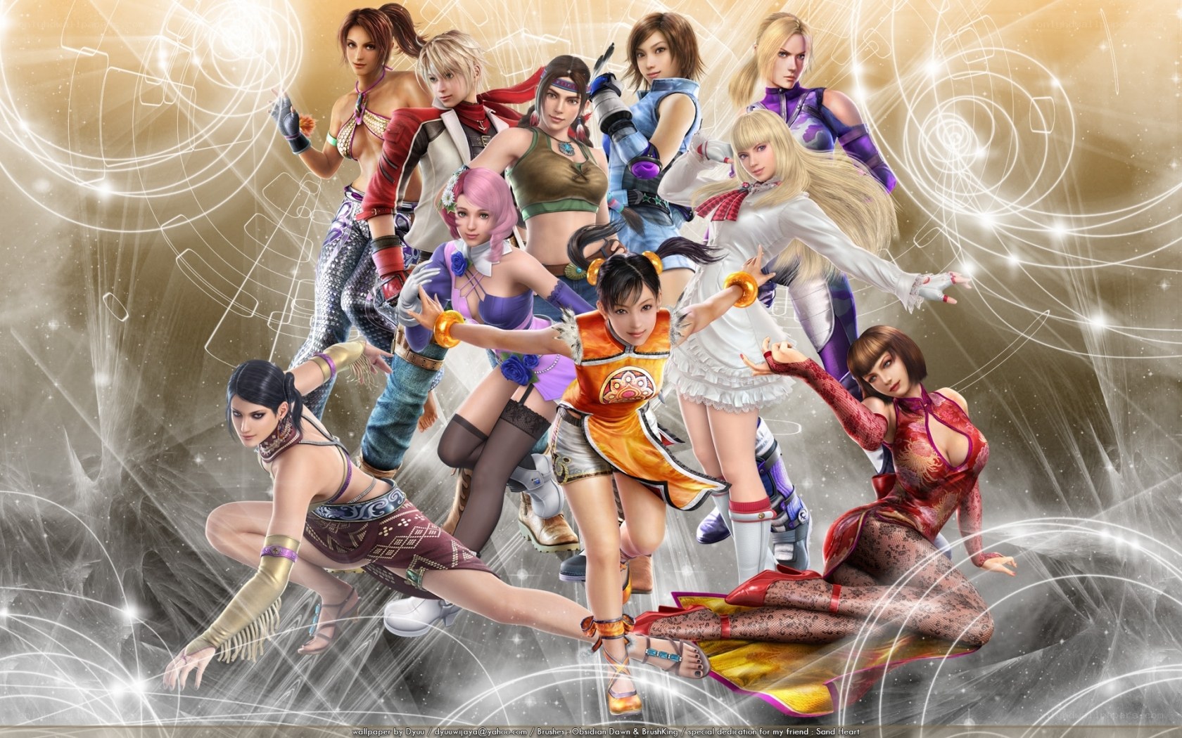 Female fighters in dynamic poses