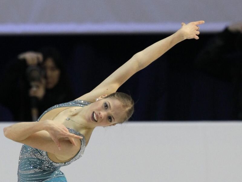 Female Figure Skater — Blue, Focused