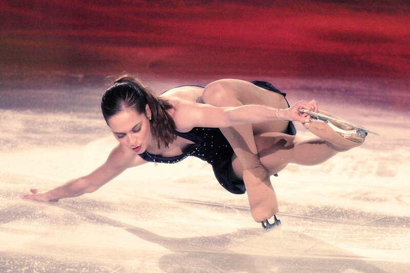 Female Figure Skater — Red, Dramatic, Photograph