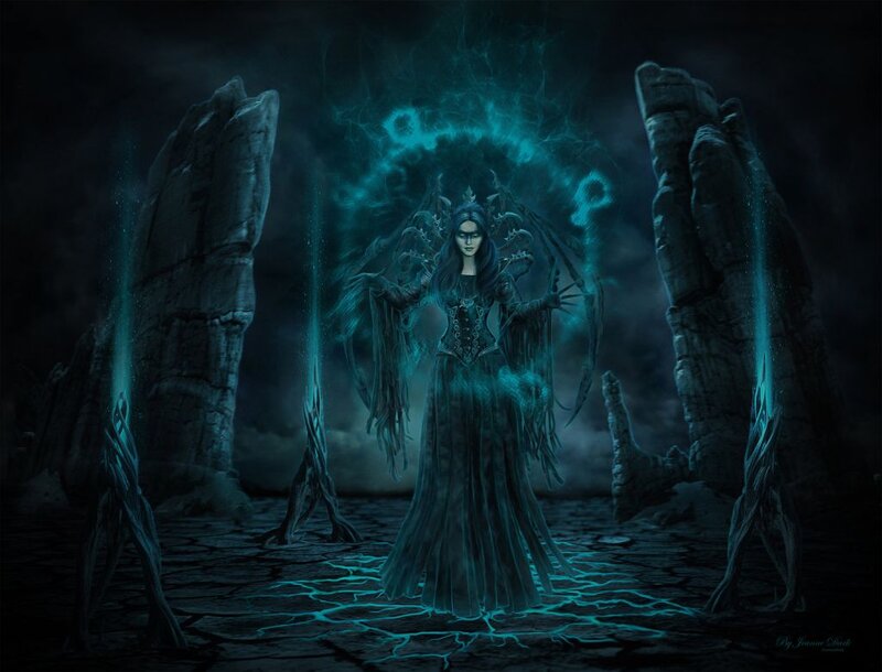 Female Figure with Wings — Blue, Dark