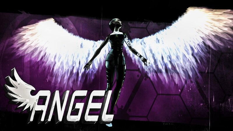 Female Figure with Wings — Purple, Dramatic