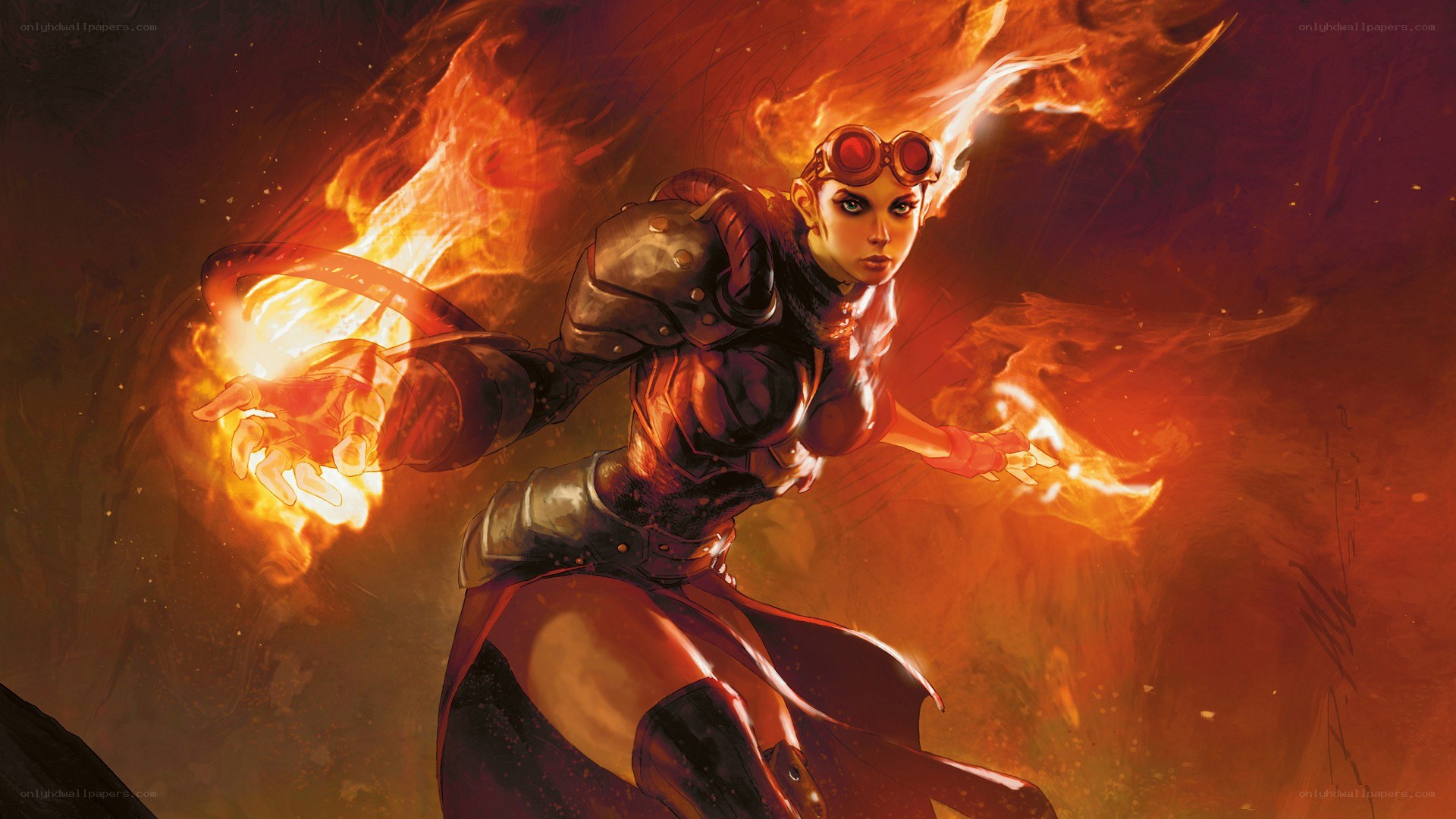 female fire mage in action