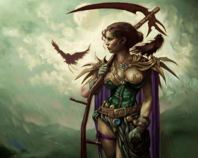 Female Grim Reaper Figure — Green