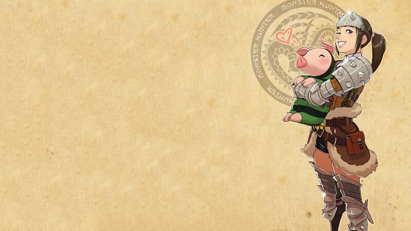Female Hunter Holding Piglet
