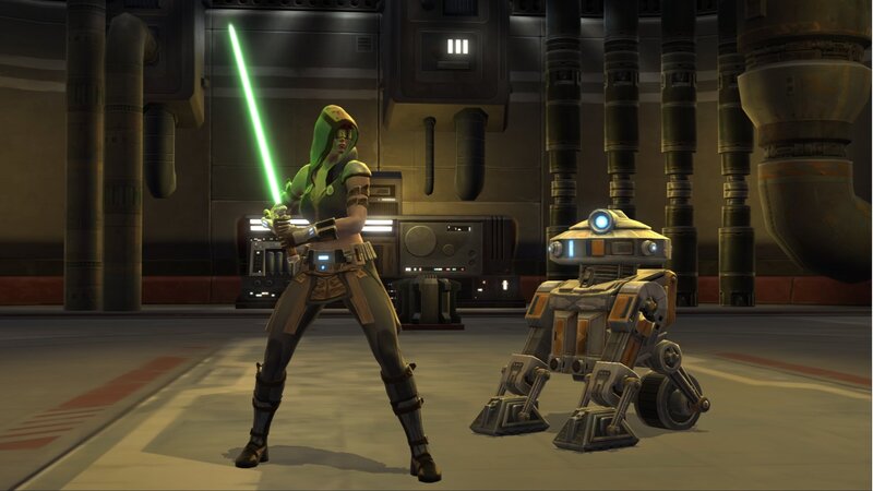 Female Jedi with Lightsaber — Green