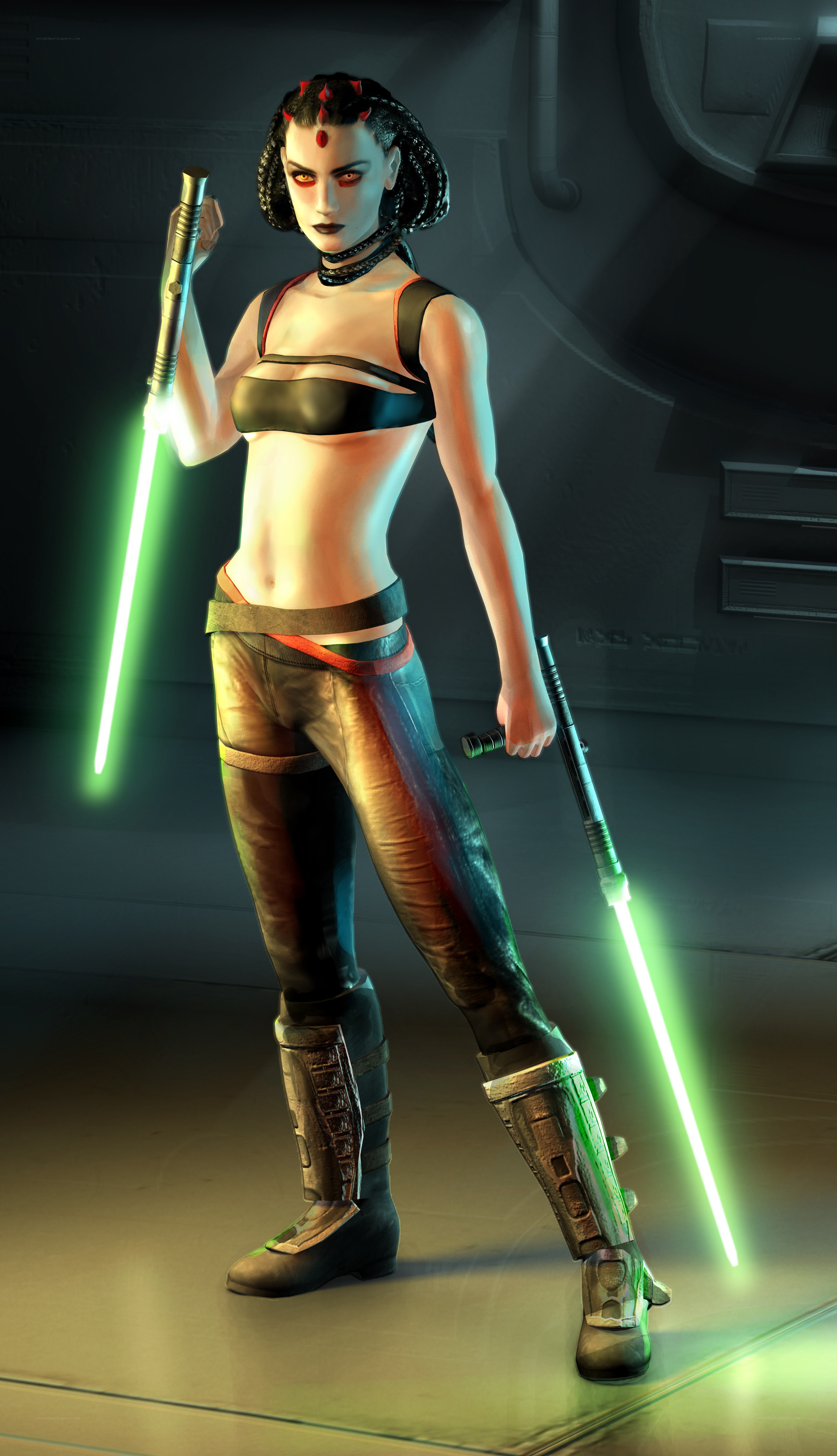 female jedi with lightsabers