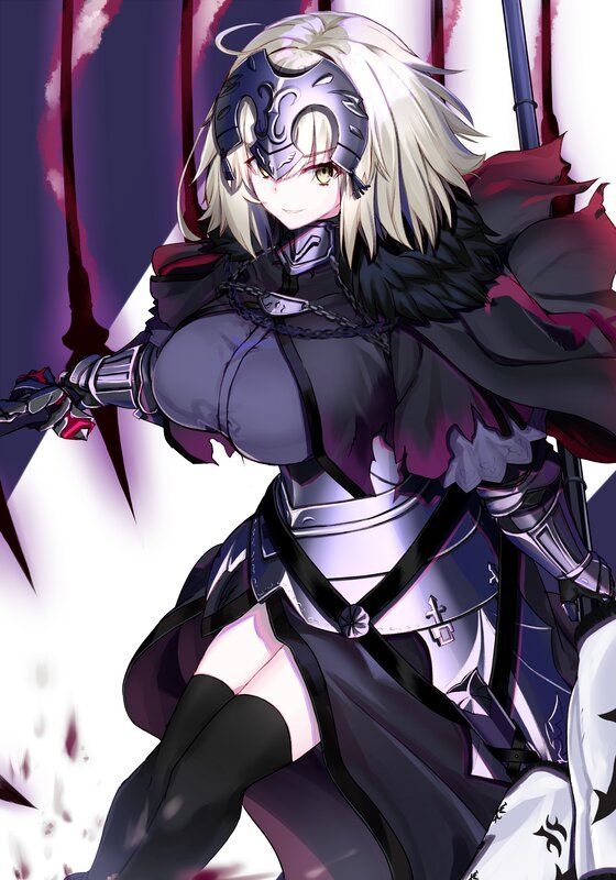 Female Knight in Armor — Black, Dramatic, Anime