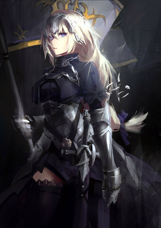 Female Knight in Armor — Black, Dramatic, Night