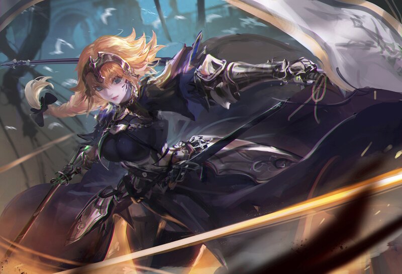 Female Knight in Armor — Black, Dramatic