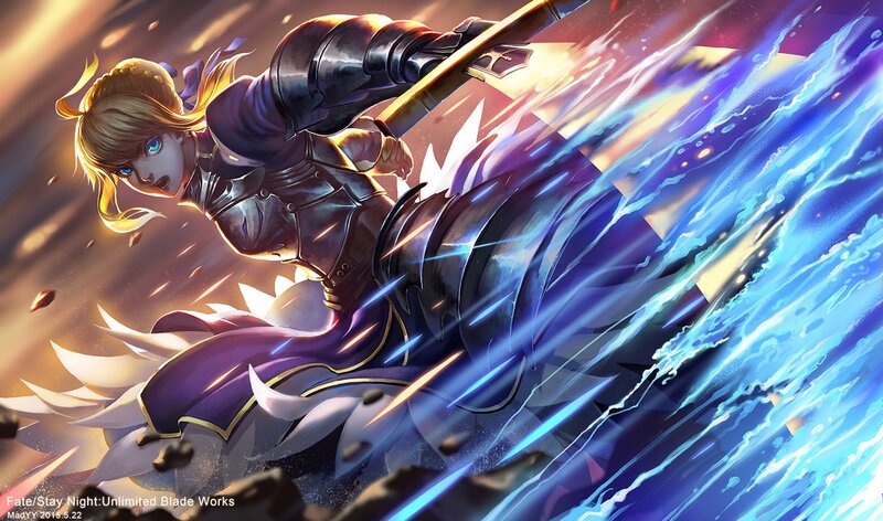 Female Knight in Armor — Blue, Dramatic, Anime