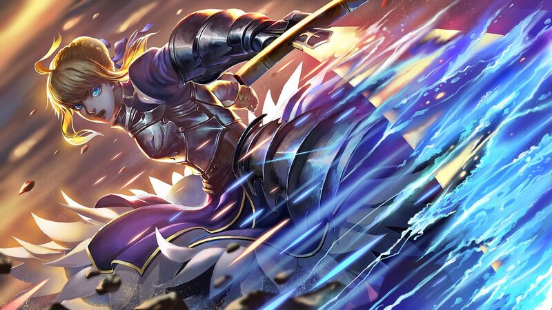 Female Knight in Armor — Blue, Dramatic, Digital Art, Sword, Energy Blast