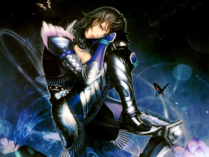 Female Knight in Armor — Blue, Dramatic, Night