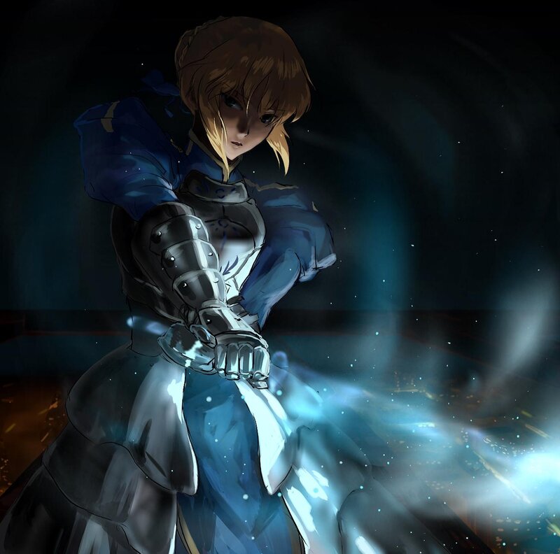 Female Knight in Armor — Blue, Dramatic