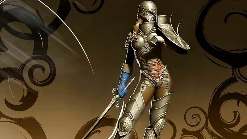 Female Knight in Armor — Brown, Dramatic