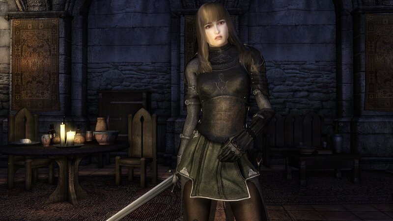 Female Knight in Armor — Gray, Dramatic, Night