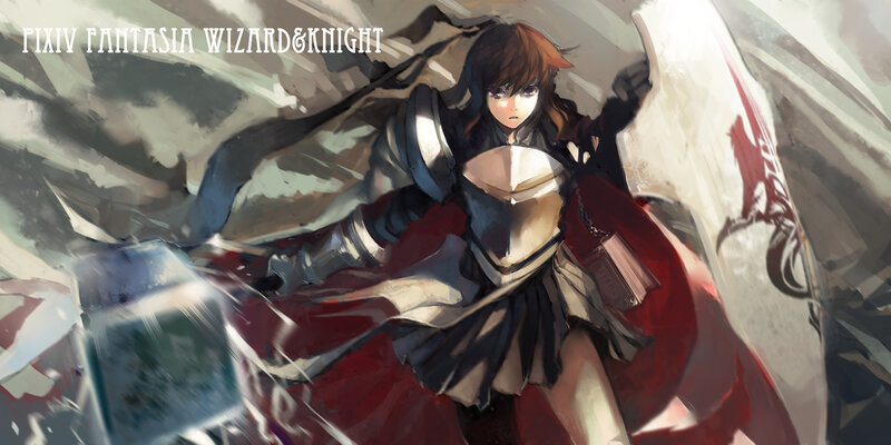 Female Knight in Armor — Red, Dramatic, Digital Art