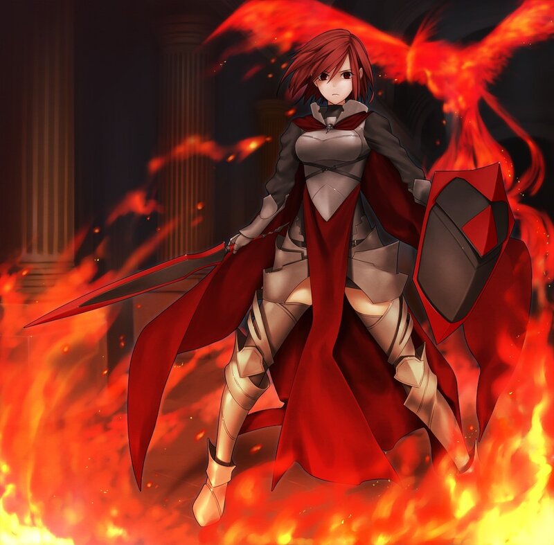 Female Knight in Armor — Red
