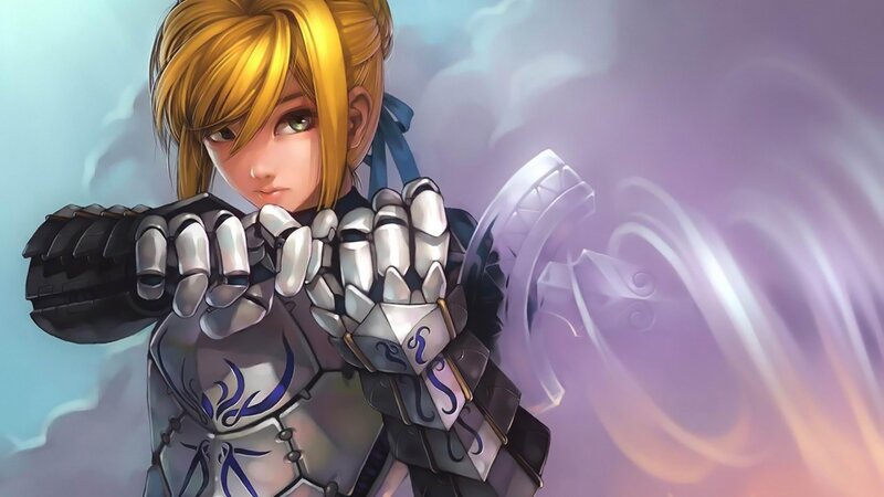 Female Knight in Armor — Silver, Dramatic, Digital Art, Gloves