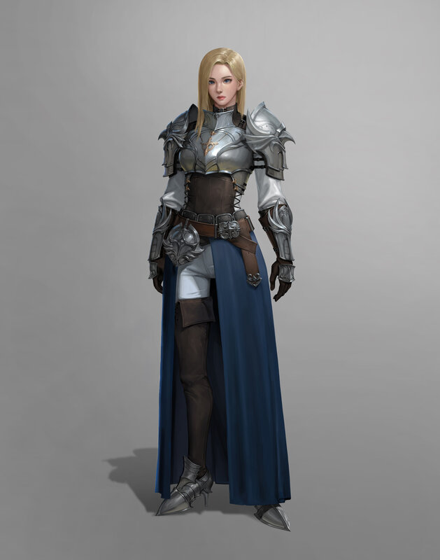 Female Knight in Armor — Silver, Neutral, 3d Render